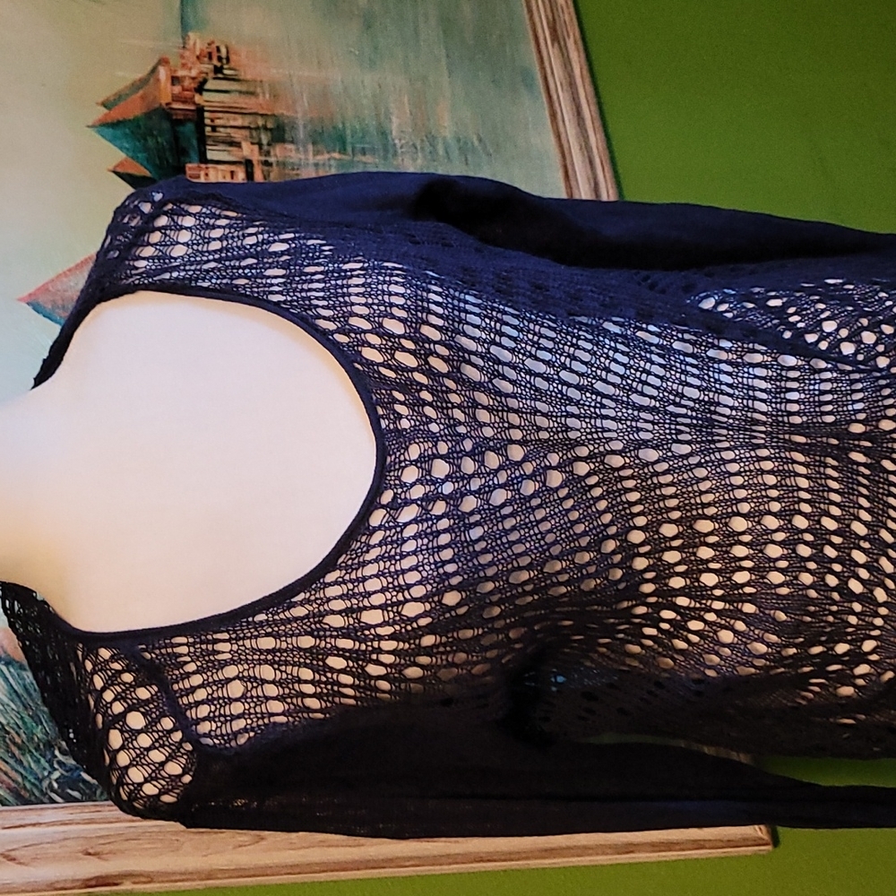 Eileen fisher navy fiahnet top size  L